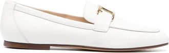 Tod's T-logo leather loafers - women - Calf Leather/Calf Leather/Calf Leather - 35.5 - White