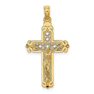 Diamond2Deal 14k Yellow Gold Fancy Crucifix Charm