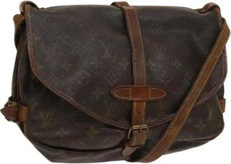 Louis Vuitton Tweedehands Canvas Louis Vuitton tassen - Dames - Vintage Schoudertas - Bruin - ONE Size - Leer - Vintage