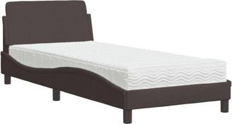 vidaXL Cama Con Colch&oacute;n Tela Marr&oacute;n Oscuro 90x200 Cm Vidaxl
