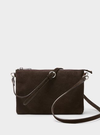 Simons Womens Minimalist suede crossbody bag Exclusive collection from Italy