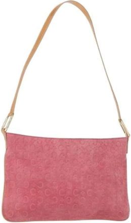 Celine Pre-owned Shoulder Bags, female, Pink, Size: ONE SIZE Pre-owned Suede Shoulder Bag