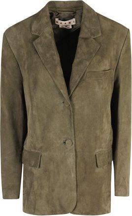 Marni Classic Suede Leather Jacket With Single-Breasted Closure