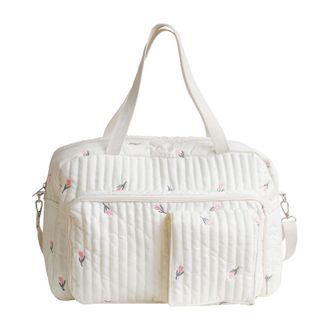 Generic Quilted Cotton Tote Bag for Women Shoulder Handbag Diaper Bags Embroidery Pattern Weekend Bags Large Capacity Quilted Duffle Bag Lightweight for Mom W