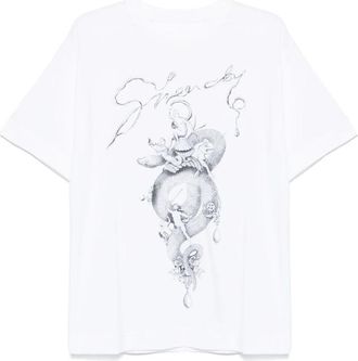 Givenchy Tops, Heren, Wit, XL, Katoen, Chandelier Snake Print T-Shirt