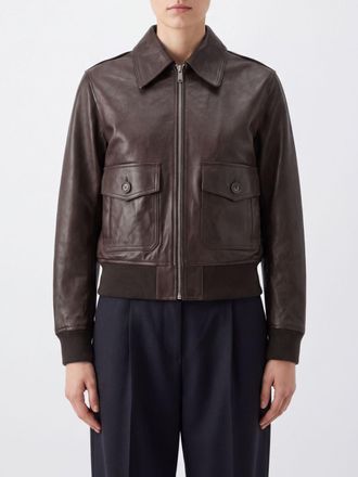 A.P.C. A. P.C. Giacca bomber in pelle di bovino con colletto classico e zip