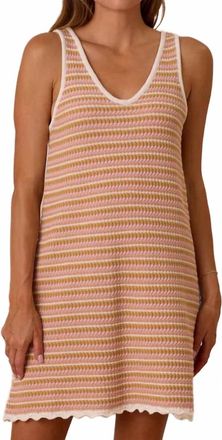 Rylee + Cru Crochet Mini Dress In Pink Stripe