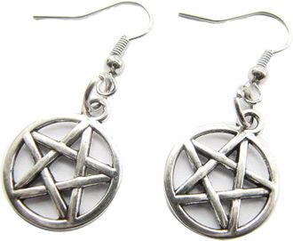 Generic Silver Pentagram Earrings, Pentacle,Earrings, Boho, Protecti