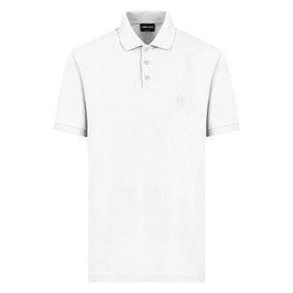 Giorgio Armani Polo Shirts, male, White, Size: 2XL White Optical Polo Shirt