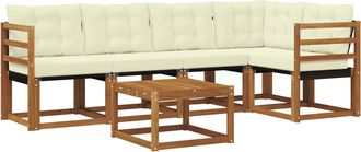 vidaXL Conjunto De Sof&aacute;s De Exterior 6 Uds. Natural Y Crema Vidaxl