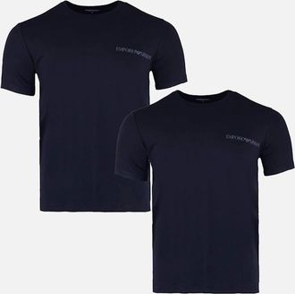 Emporio Armani Mens Emporio Armani 2-Pack Crew-Neck T-Shirts, Armani Blue - Black/Black - Size: 38