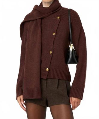 Astr Jackeline Asymmetrical Scarf Cardigan In Maroon