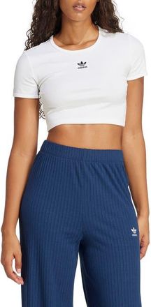 adidas Originals Essentials Trefoil Logo Crop Rib T-Shirt in White at Nordstrom, Size Xx-Large