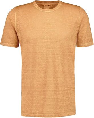 120% Lino T-shirt con lavorazione in rilievo - Arancione