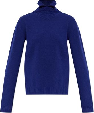 Jil Sander Wool Turtleneck - Dames - Coltruien - Blauw - 2XL - Wol - Truien & Vesten