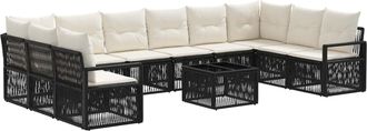 vidaXL Conjunto De Sof&aacute;s De Jard&iacute;n 11 Uds. Negro Rat&aacute;n Sint&eacute;tico Vidaxl