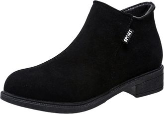 Generic Winter Women Minimalist Ankle Boots with Side Zipper Design Comfortable Casual Short Boots Shoes for Everyday Wear (Black, 4. 5)