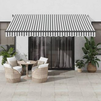 vidaXL Vidaxl - Toldo Retr&aacute;ctil Manual Gris Antracita Y Blanco 400x350 Cm