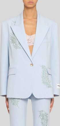 Des_Phemmes Oversized Blazer With Sequin In Blueberry