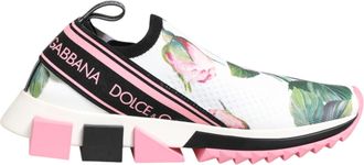 Dolce & Gabbana Witte Rozenprint Sorrento Sneakers Schoenen