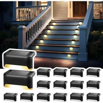 OEM Juego De 16 Luces Solares Para Escaleras Exteriores - Impermeables - Iluminaci&oacute;n Led Para Escaleras Exteriores, Pelda&ntilde;os, Vallas, Patios, Canalones, C