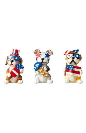 Glitzhome 4.5H Set of 3 Patriotic Americana Resin Gogs Table Decor in Blue at Nordstrom, Size Medium