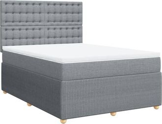 vidaXL Vidaxl - Cama Box Spring Con Colch&oacute;n Tela Gris Claro 140x200 Cm