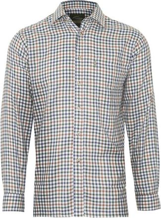 Champion Mens Country York Long Sleeve Shirt-Olive-Tan-Large-Max 47,120cm, Blue