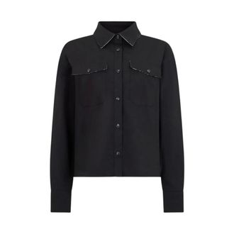 Roberto Cavalli Shirts, female, Black, Size: L Black Shirt With Contrast Stitching