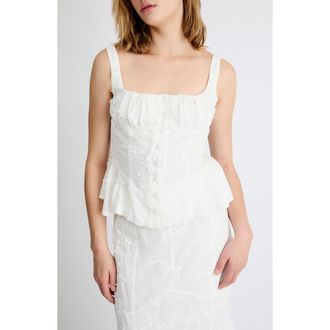 Extro&Vert Bella Embroidered Detail Top in White at Nordstrom, Size X-Large