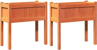 vidaXL Vidaxl - Jardineras con patas 2 uds madera maciza de pino marrón cera