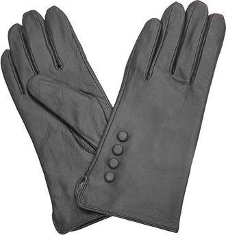 Generic Ladies Leather Gloves Soft Comfortable button StyleWinter Gloves (Grey, XL)