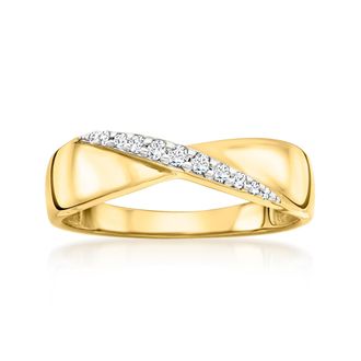 Ross-Simons Diamond Diagonal Ring in 18kt Gold Over Sterling