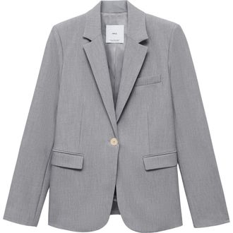 Mango Fitted Suit Jacket in Grey at Nordstrom, Size 0