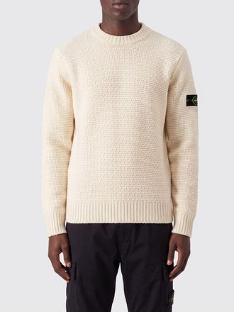 Stone Island Maglia girocollo in misto lana vergine con patch logo Compass