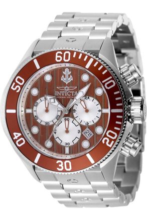 Invicta Ocean Voyage 47831 Herenhorloge - Quartz Uurwerk - Roestvrij Staal met Bruine Wijzerplaat - 51 mm