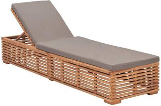 vidaXL Tumbona Con Coj&iacute;n Madera Maciza De Teca Gris Oscuro Vidaxl