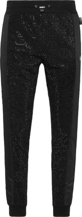 Philipp Plein Pantaloni sportivi Inserts Monogram Strass - Nero