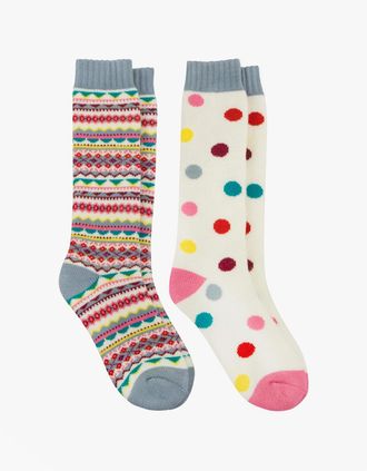 Totes Womens Totes Toasties WELLY BOOT SOCKS (Twin Pack) Womens Socks Multi