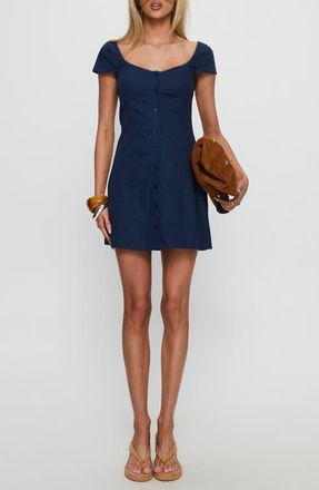 Princess Polly Marisella Scoop Neck Button-Up Minidress in Navy at Nordstrom, Size 12