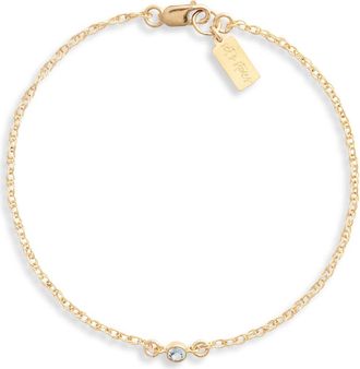 Set & Stones Cubic Zirconia Birthstone Pendant Bracelet in Gold/march at Nordstrom