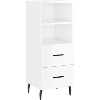 vidaXL Vidaxl - Aparador de madera contrachapada blanco brillante 34,5x34x90 cm