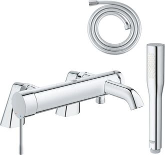GROHE Pack Mezclador Mec&aacute;nico Grohe Essence Con Columnas + Teleducha Vitalio Get Stick 1 Jet + Flexo 1750 Mm