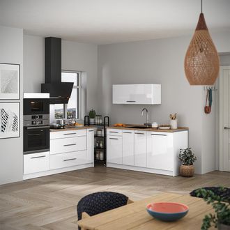 Vicco Cucina Fame-line, Bianco Lucido/bianco, 340 Cm, Pl Antracite, Vicco