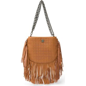 Think Royln Free Spirit Fringe Saddle Bag in Terracotta Perforated Leather at Nordstrom