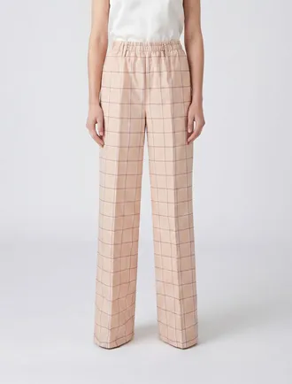 Forte_Forte Pantaloni in misto lino check