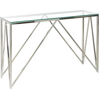 Beliani Consola De Vidrio Templado Plateado 120 X 40 Cm Acero Inoxidable Glamour Moderno Sala De Estar Dormitorio Weso