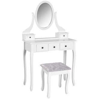 HOMCOM Mesa de Maquillaje 80x40x140 cm Blanco