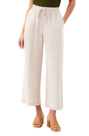 Karen Kane Wide Leg Drawstring Linen Pants in Oatmeal at Nordstrom, Size X-Small