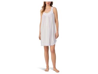 Eileen West Sleeveless Short Chemise Womens Pajama White Strap : SM, Cotton/Lace/Polyester